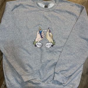 Embroidered sweatshirt best buds